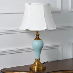 Whispering Homes Sky Blue Rioga Ceramic Table Lamp With White Shade-12