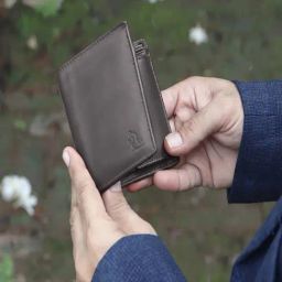 Kara Brown Leather Bi-Fold Wallet for Men-46