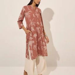 Utsa by Westside Brown Nature-Themed Straight Cotton Kurta-image-21