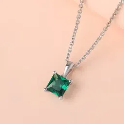 Ornate Jewels 925 Silver Square Green Emerald Necklace for Women-image-9