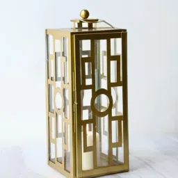 Whispering Homes Gold Lova Metal Lantern - Large-image-13