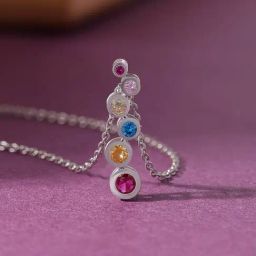 Ornate Jewels 925 Silver Round Multi Stone Linear Lollipop Necklace for Women-image-60