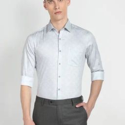 Arrow Grey Cotton Slim Fit Printed Shirt-picture-42