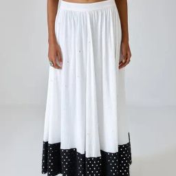 Ancestry White 100% Cotton Embroidery Skirt-picture-43