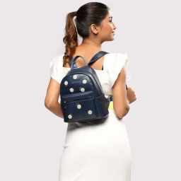 Caprese KYLE Navy Faux Leather Small Backpack-image-45