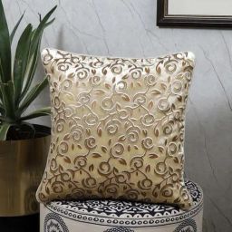 MFD HOME Furnishing Beige Velvet Cushion Cover - Set of 1-picture-13