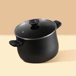 Meyer Midnight Black Aluminium Casserole with Lid (7 L)-7