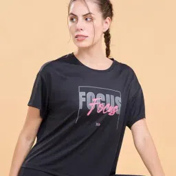 Enamor Jet Black Printed Sports T-Shirt-image-77