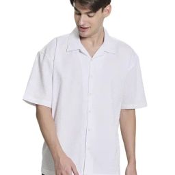 BENE KLEED White Blended Loose fit Textured Casual Shirt-image-33