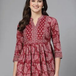 QOMN Red Cotton Printed Top-picture-30