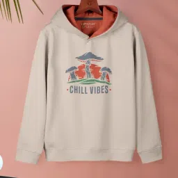 HELLCAT Kids Beige Printed Full Sleeves Hoodie-image-86