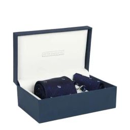 Peter England Navy Printed Tie with Pocket Square and Cufflink-image-50