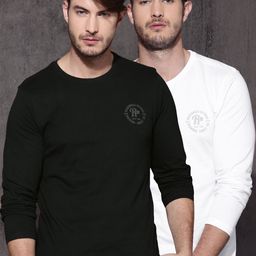 Roadster Men Pack of 2 Round Neck Pure Cotton T-shirts-image-17