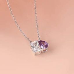 Ornate Jewels 925 Silver Purple Amethyst Toi Et Moi Necklace for Women-image-14