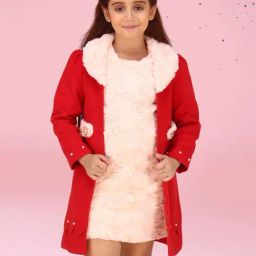Cutecumber Girls Red Polyester Solid Mini Dress with Blazer-image-85