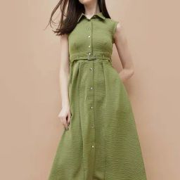 Code By Lifestyle Light Green Regular Fit Dress-48