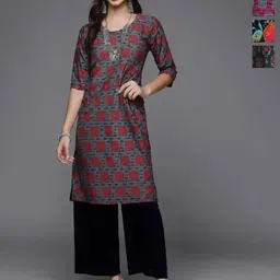 Anouk Rustic Selection Of 4 Geometric Printed Round Neck Straight Kurtas-2