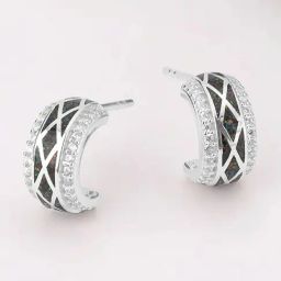 Mia by Tanishq 925 Silver Shimmer Crush Silver Hoop Earrings-picture-28