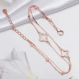 Zavya Charming Duo Rose Gold Plated 925 Sterling Silver Bracelet-image-13