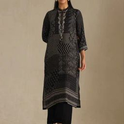 Soch Black Regular Fit Printed Kurtas-image-2