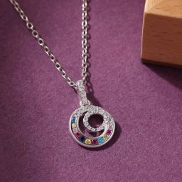 Ornate Jewels 925 Silver Round Multi Stone Circle Lollipop Necklace for Women-image-62