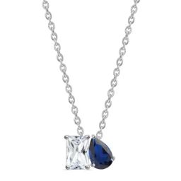 Ornate Jewels 925 Silver Blue Sapphire Toi Et Moi Necklace for Women-image-91