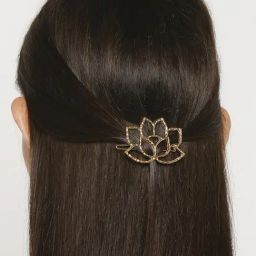 OOMPH Gold Tone Filigree Lotus Fashion Hair Clip-image-30