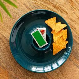 ExclusiveLane Teal Forest Dark Teal Ceramic Dip Serving Platter (0.04 L)-16