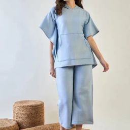 The Kaftan Company Blue Cotton Regular Fit Sleepwear Robes-image-44