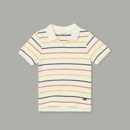 Juniors by Lifestyle White Striped Regular Fit Polo T-Shirt-image-53