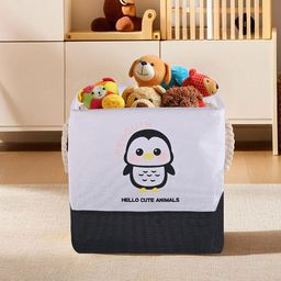 Kuber Industries Black & Grey Printed Storage Basket With Handle-57