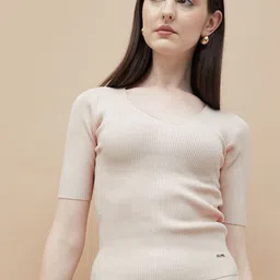 CODE by Lifestyle Women V-Neck Drop-Shoulder Sleeves Pockets T-shirt-image-76