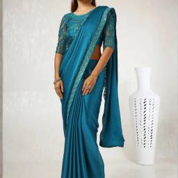 Soch Blue Embroidered Saree With Unstitched Blouse-picture-42