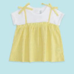 Pantaloons Junior White & Yellow Cotton Printed Top-picture-8