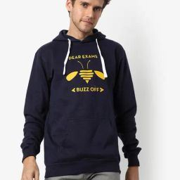 Campus Sutra Blue Cotton Regular Fit Printed Hooded Sweatshirt-image-63