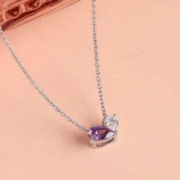 Ornate Jewels 925 Silver Amethyst and American Diamond Toi Et Moi Necklace for Women-image-69