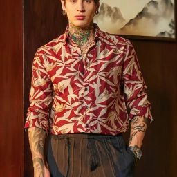 Campus Sutra Red Polycotton Regular Fit Printed Shirt-image-85