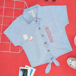 Pantaloons Junior Blue Cotton Embroidered Top-image-98