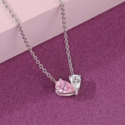 Ornate Jewels 925 Silver Pink CZ American Diamond Blush Pink Toi Et Moi Necklace for Women-image-33
