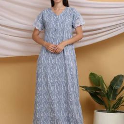 Sweet Dreams Grey Cotton Printed Night Gown-image-77