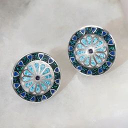 Mia by Tanishq 925 Silver Midnight Mosaic Silver Stud Earrings-image-12