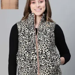 Oxolloxo Brown Regular Fit Printed Reversible Jacket-image-10