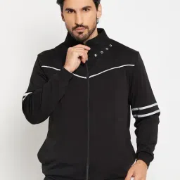EDRIO Black Relaxed Fit Striped Jacket-picture-49