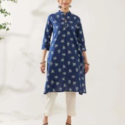 Daali Navy Printed Straight Kurta-image-49