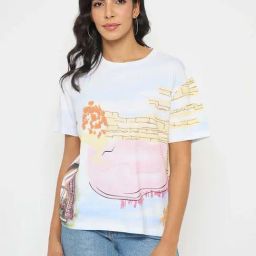 Madame White Regular Fit Printed T-Shirt-image-105