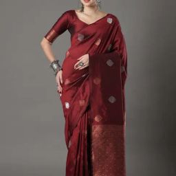 Saree Mall Maroon Woven Saree With Unstitched Blouse-image-65