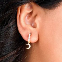 GIVA 92.5 Sterling Silver Golden Cresent Moon Drop Earrings for Women-16