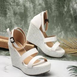Iconics Women's White Ankle Strap Wedges-image-19