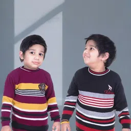 GTWO Kids Set Of 2 Colourblocked Woollen Pullover-17