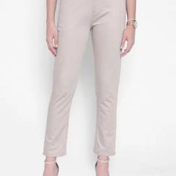 Crimsoune Club Beige Slim Fit Mid Rise Trousers-image-6